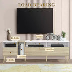 Mobile TV moderno Bestier con 3 cassetti e ripiani aperti, console multimediale per TV fino a 80'', centro di intrattenimento per soggiorno, design in colori abbinati