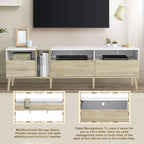 Mobile TV moderno Bestier con 3 cassetti e ripiani aperti, console multimediale per TV fino a 80'', centro di intrattenimento per soggiorno, design in colori abbinati