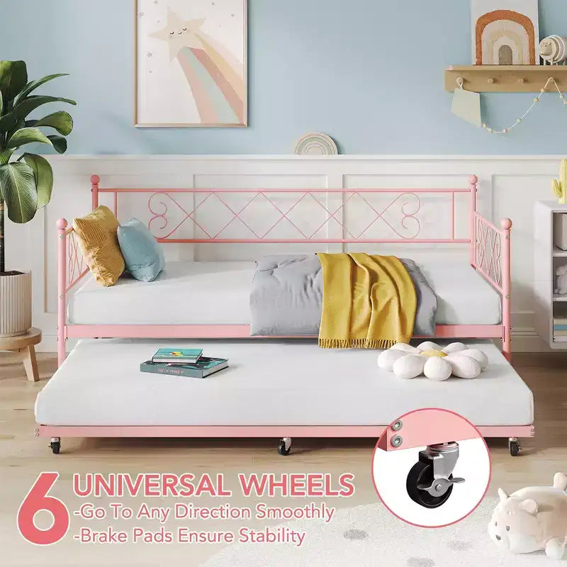 Struttura Divano Letto Singolo, Base Materasso con Robuste Doghe in Metallo, Piattaforma Letto con Testiera per Camera da Letto, Soggiorno e Camera degli Ospiti
