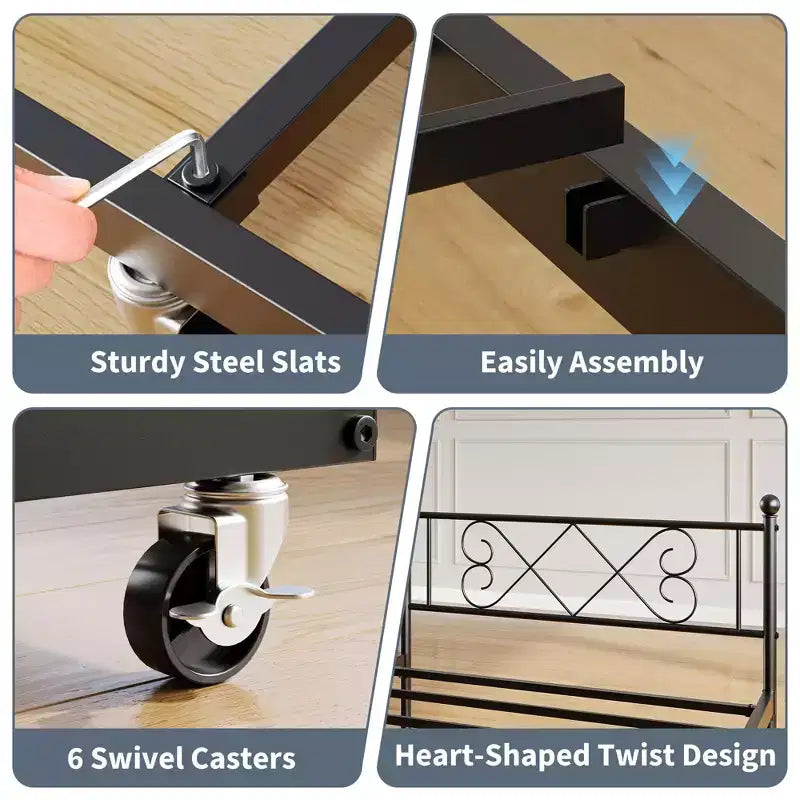 Struttura Divano Letto Singolo, Base Materasso con Robuste Doghe in Metallo, Piattaforma Letto con Testiera per Camera da Letto, Soggiorno e Camera degli Ospiti