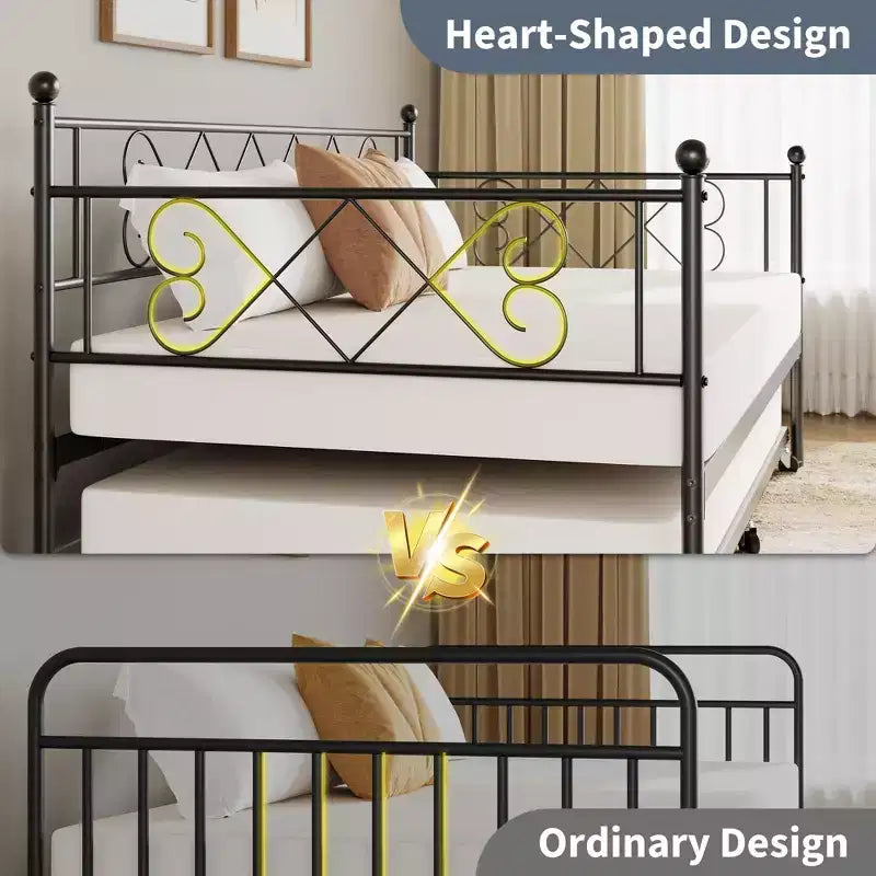 Struttura Divano Letto Singolo, Base Materasso con Robuste Doghe in Metallo, Piattaforma Letto con Testiera per Camera da Letto, Soggiorno e Camera degli Ospiti
