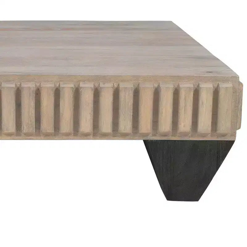 Tavolino da Caffè Royal Hampton Tokyo Inspired da 36 Pollici Quadrato in Legno di Mango - Realizzato a Mano con Elegante Finitura Grigia Sabbiata e Gambe Affusolate