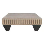Tavolino da Caffè Royal Hampton Tokyo Inspired da 36 Pollici Quadrato in Legno di Mango - Realizzato a Mano con Elegante Finitura Grigia Sabbiata e Gambe Affusolate