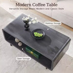 Tavolino da caffè da 48 pollici, tavolino da caffè moderno con 2 ripiani, tavolo rettangolare in legno spesso per soggiorno