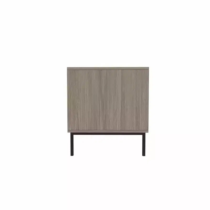 Tavolino Rettangolare in Legno con Anta Scorrevole e Impiallacciatura Intrecciata, Contenitore Simmetrico per Soggiorno o Camera da Letto