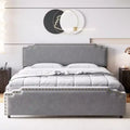 King Bed Frame with Tufted Headboard, Strong Wooden Slats & No Box Spring Required