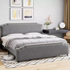 Struttura letto king-size con testiera trapuntata, doghe in legno robuste, nessun materasso a molle richiesto