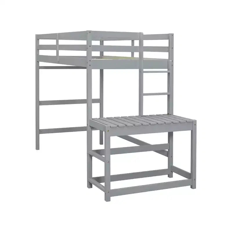 Letto a soppalco singolo con scale, struttura salvaspazio per bambini, piattaforma con scaletta, ringhiera, non necessita di rete a molle