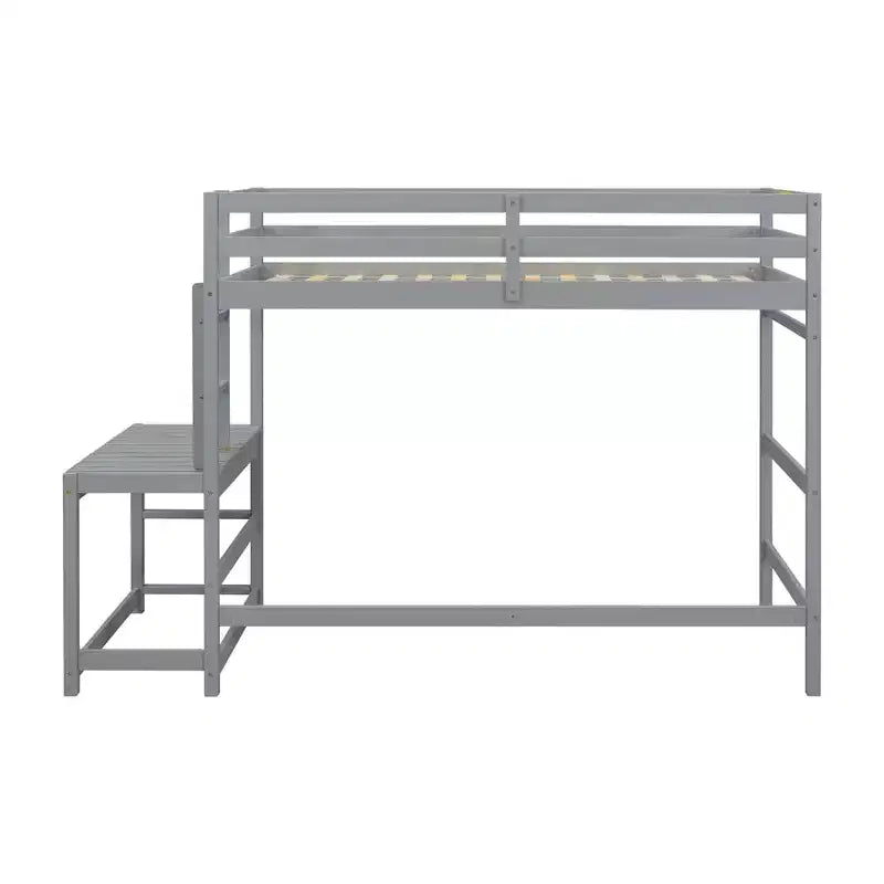 Letto a soppalco singolo con scale, struttura salvaspazio per bambini, piattaforma con scaletta, ringhiera, non necessita di rete a molle