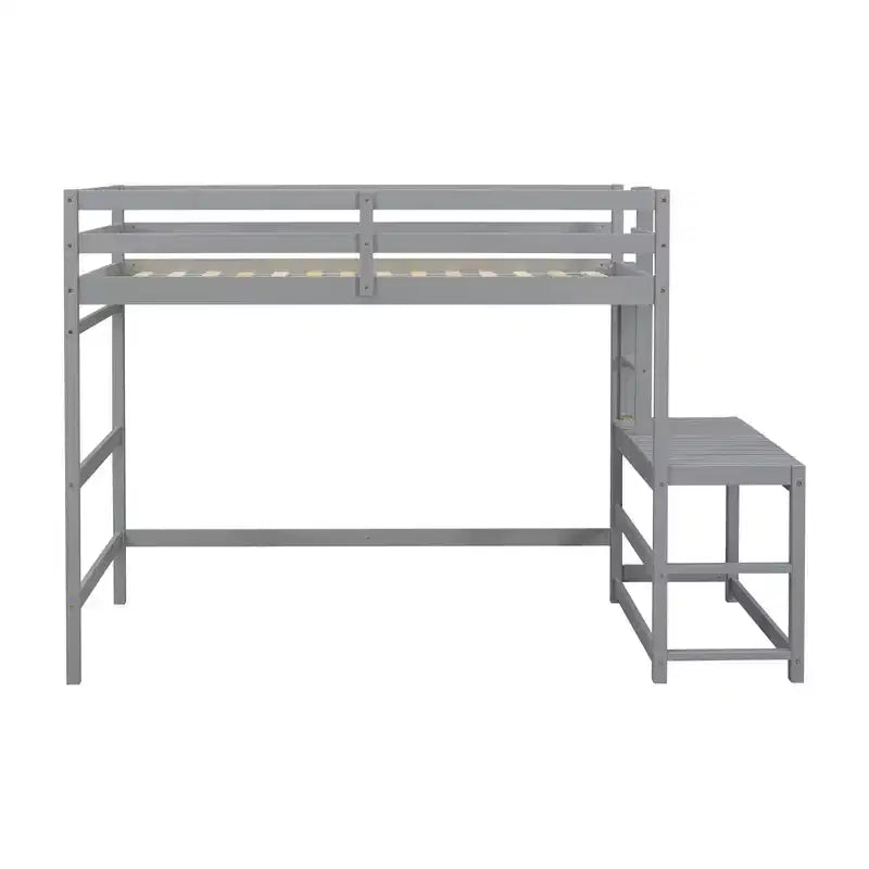 Letto a soppalco singolo con scale, struttura salvaspazio per bambini, piattaforma con scaletta, ringhiera, non necessita di rete a molle