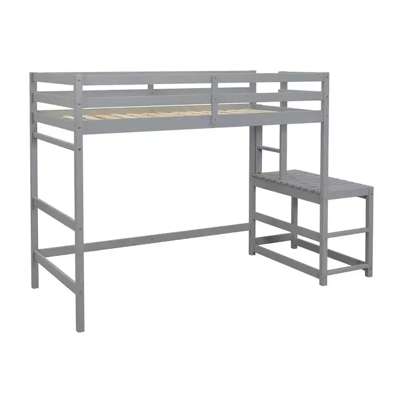 Letto a soppalco singolo con scale, struttura salvaspazio per bambini, piattaforma con scaletta, ringhiera, non necessita di rete a molle