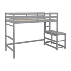 Letto a soppalco singolo con scale, struttura salvaspazio per bambini, piattaforma con scaletta, ringhiera, non necessita di rete a molle