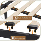Struttura letto a piattaforma con testiera contenitore, stazione di ricarica USB, 4 cassetti, non richiede rete, facile da montare, supporto resistente