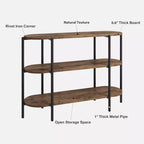 47.2 Tavolo Consolle, Design Industriale in Metallo a 3 Livelli, Tavolo Funzionale per Ingresso, Stile Rustico Retrò per Ingresso, Soggiorno, Cucina e Sala da Pranzo