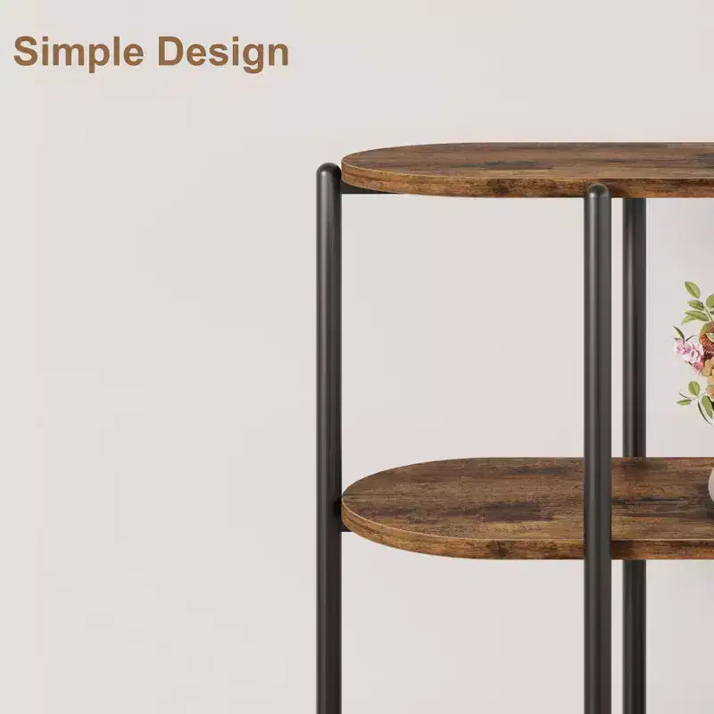 47.2 Tavolo Consolle, Design Industriale in Metallo a 3 Livelli, Tavolo Funzionale per Ingresso, Stile Rustico Retrò per Ingresso, Soggiorno, Cucina e Sala da Pranzo