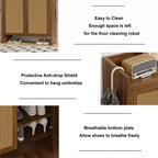 Mobile scarpiera alta 108 cm in rattan con ante, scarpiera organizer a 6 ripiani con ripiani regolabili, indipendente per ingresso, corridoio, noce