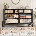 Mobile Contenitore da 52'' con 7 Cassetti, Credenza in Legno con Maniglie e Gambe in Metallo, Organizzatore Autoportante per Soggiorno, Camera da Letto, Ufficio