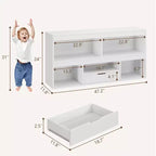 Libreria per bambini in legno, libreria Montessori a 5 sezioni, mobile contenitore per giocattoli, libreria a 2 ripiani per cameretta, asilo nido, aula, sala giochi