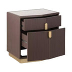 Whisen Comodino, Tavolino da Notte, Tavolino con Design Bombato, Strisce Verticali, 2 Cassetti, Guide Silenziose, Dispositivo Anti-Ribaltamento, Base Robusta