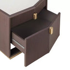Whisen Comodino, Tavolino da Notte, Tavolino con Design Bombato, Strisce Verticali, 2 Cassetti, Guide Silenziose, Dispositivo Anti-Ribaltamento, Base Robusta
