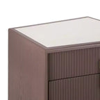 Whisen Comodino, Tavolino da Notte, Tavolino con Design Bombato, Strisce Verticali, 2 Cassetti, Guide Silenziose, Dispositivo Anti-Ribaltamento, Base Robusta