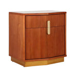 Whisen Comodino, Tavolino da Notte, Tavolino con Design Bombato, Strisce Verticali, 2 Cassetti, Guide Silenziose, Dispositivo Anti-Ribaltamento, Base Robusta