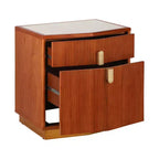 Whisen Comodino, Tavolino da Notte, Tavolino con Design Bombato, Strisce Verticali, 2 Cassetti, Guide Silenziose, Dispositivo Anti-Ribaltamento, Base Robusta