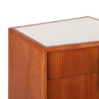 Whisen Comodino, Tavolino da Notte, Tavolino con Design Bombato, Strisce Verticali, 2 Cassetti, Guide Silenziose, Dispositivo Anti-Ribaltamento, Base Robusta