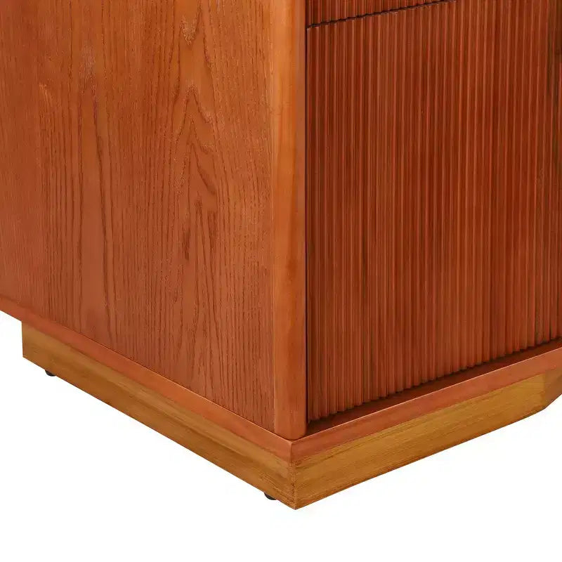 Whisen Comodino, Tavolino da Notte, Tavolino con Design Bombato, Strisce Verticali, 2 Cassetti, Guide Silenziose, Dispositivo Anti-Ribaltamento, Base Robusta
