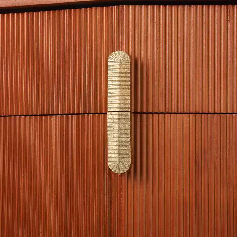 Whisen Comodino, Tavolino da Notte, Tavolino con Design Bombato, Strisce Verticali, 2 Cassetti, Guide Silenziose, Dispositivo Anti-Ribaltamento, Base Robusta