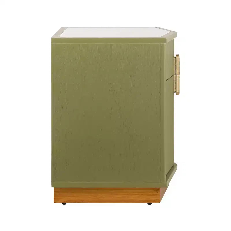 Whisen Comodino, Tavolino da Notte, Tavolino con Design Bombato, Strisce Verticali, 2 Cassetti, Guide Silenziose, Dispositivo Anti-Ribaltamento, Base Robusta