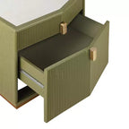 Whisen Comodino, Tavolino da Notte, Tavolino con Design Bombato, Strisce Verticali, 2 Cassetti, Guide Silenziose, Dispositivo Anti-Ribaltamento, Base Robusta
