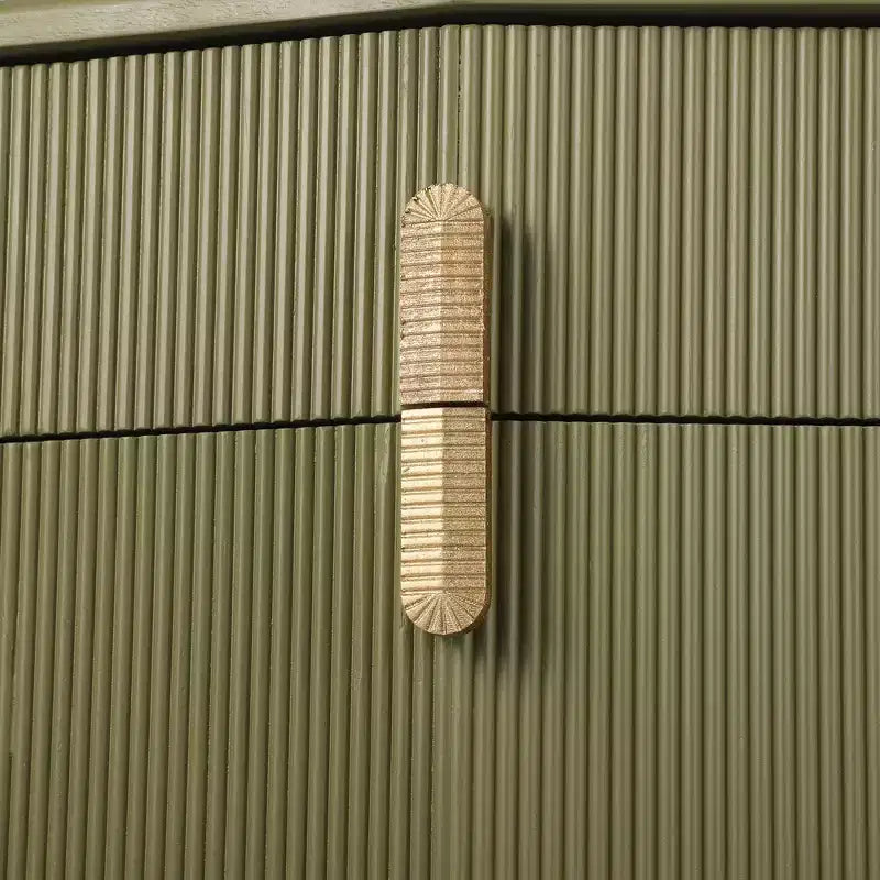 Whisen Comodino, Tavolino da Notte, Tavolino con Design Bombato, Strisce Verticali, 2 Cassetti, Guide Silenziose, Dispositivo Anti-Ribaltamento, Base Robusta