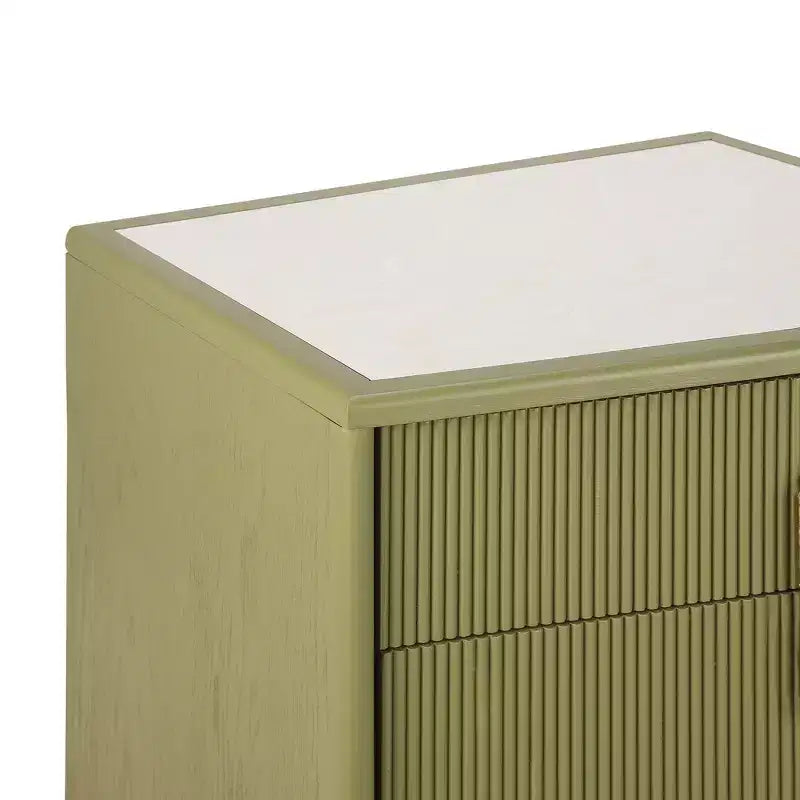 Whisen Comodino, Tavolino da Notte, Tavolino con Design Bombato, Strisce Verticali, 2 Cassetti, Guide Silenziose, Dispositivo Anti-Ribaltamento, Base Robusta