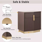 Whisen Comodino, Tavolino da Notte, Tavolino con Design Bombato, Strisce Verticali, 2 Cassetti, Guide Silenziose, Dispositivo Anti-Ribaltamento, Base Robusta