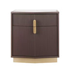 Whisen Comodino, Tavolino da Notte, Tavolino con Design Bombato, Strisce Verticali, 2 Cassetti, Guide Silenziose, Dispositivo Anti-Ribaltamento, Base Robusta