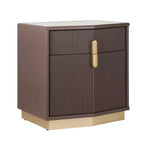 Whisen Comodino, Tavolino da Notte, Tavolino con Design Bombato, Strisce Verticali, 2 Cassetti, Guide Silenziose, Dispositivo Anti-Ribaltamento, Base Robusta