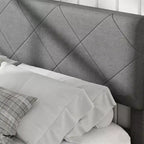 Struttura Letto con Testiera Imbottita, Letto a Piattaforma King Size con Supporto a Doghe in Legno, Nessuna Rete a Molle Necessaria e Senza Rumore