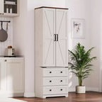 Dispensa alta da cucina da 183 cm, armadio contenitore grande indipendente con 3 cassetti e ripiani regolabili, organizer da fattoria per soggiorno e cucina