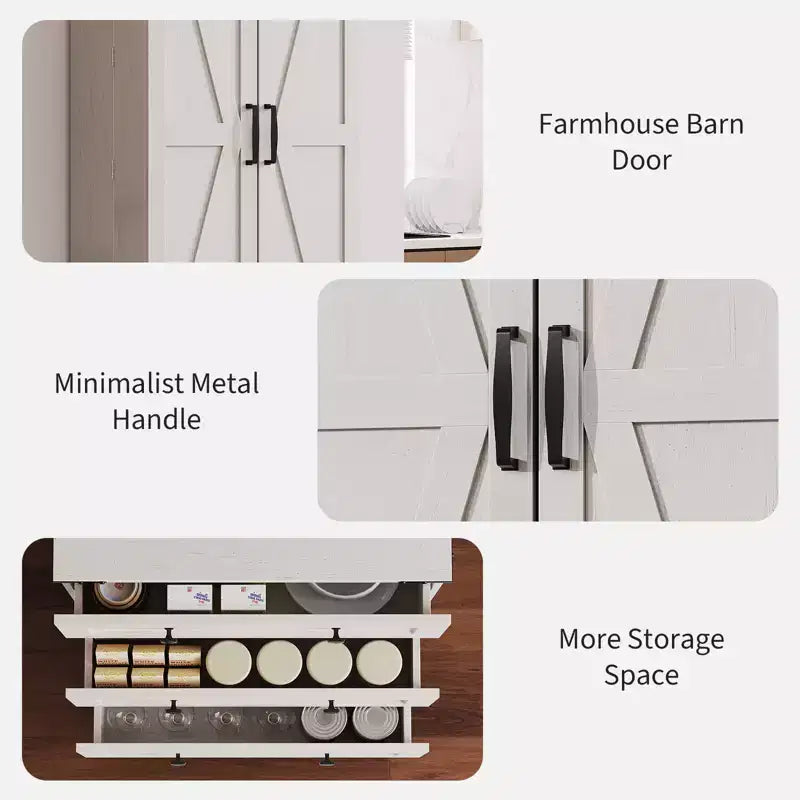 Dispensa alta da cucina da 183 cm, armadio contenitore grande indipendente con 3 cassetti e ripiani regolabili, organizer da fattoria per soggiorno e cucina