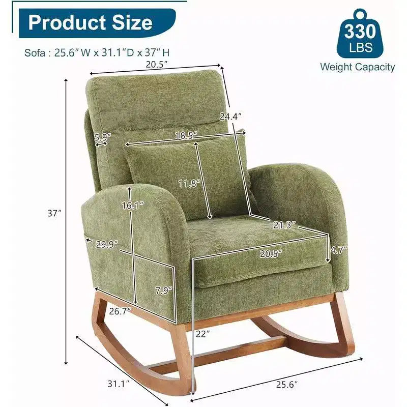 Sedia a dondolo imbottita verde Karl Home