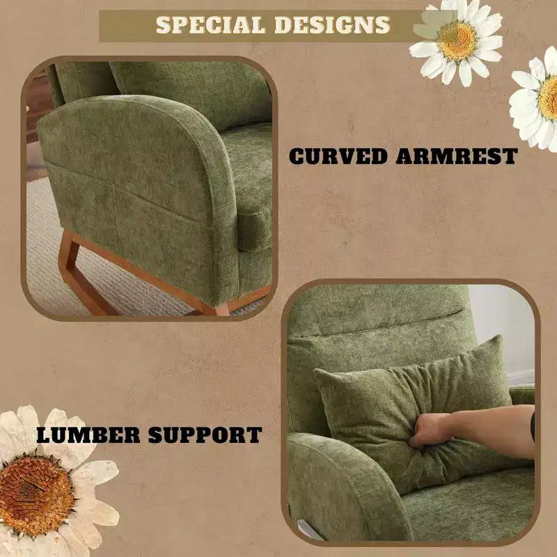 Sedia a dondolo imbottita verde Karl Home