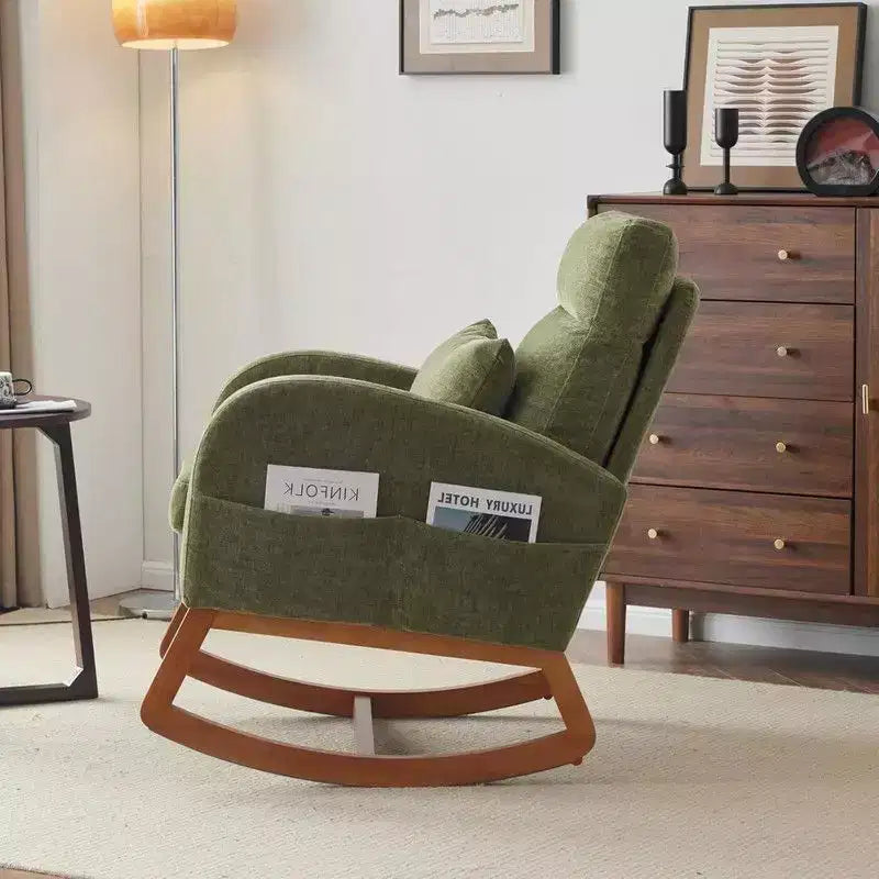 Sedia a dondolo imbottita verde Karl Home