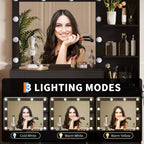 Toeletta 105 cm con specchio a 10 lampadine, prese integrate, 3 modalità di illuminazione, 5 cassetti e sgabello imbottito, tavolo da trucco per la camera da letto
