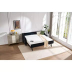 Divano Letto Singolo con Letto Estraibile, Divano Letto in Velluto, Porta USB, Tasche Laterali, Schienale Trapuntato