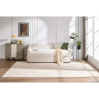 Divano Letto Singolo con Letto Estraibile, Divano Letto in Velluto, Porta USB, Tasche Laterali, Schienale Trapuntato