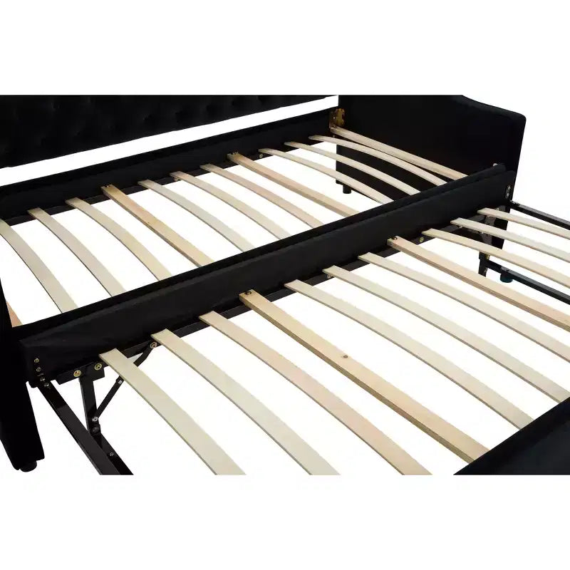 Divano Letto Singolo con Letto Estraibile, Divano Letto in Velluto, Porta USB, Tasche Laterali, Schienale Trapuntato