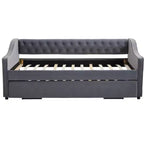 Divano Letto Singolo con Letto Estraibile, Divano Letto in Velluto, Porta USB, Tasche Laterali, Schienale Trapuntato