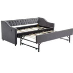 Divano Letto Singolo con Letto Estraibile, Divano Letto in Velluto, Porta USB, Tasche Laterali, Schienale Trapuntato