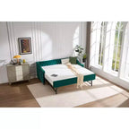 Divano Letto Singolo con Letto Estraibile, Divano Letto in Velluto, Porta USB, Tasche Laterali, Schienale Trapuntato